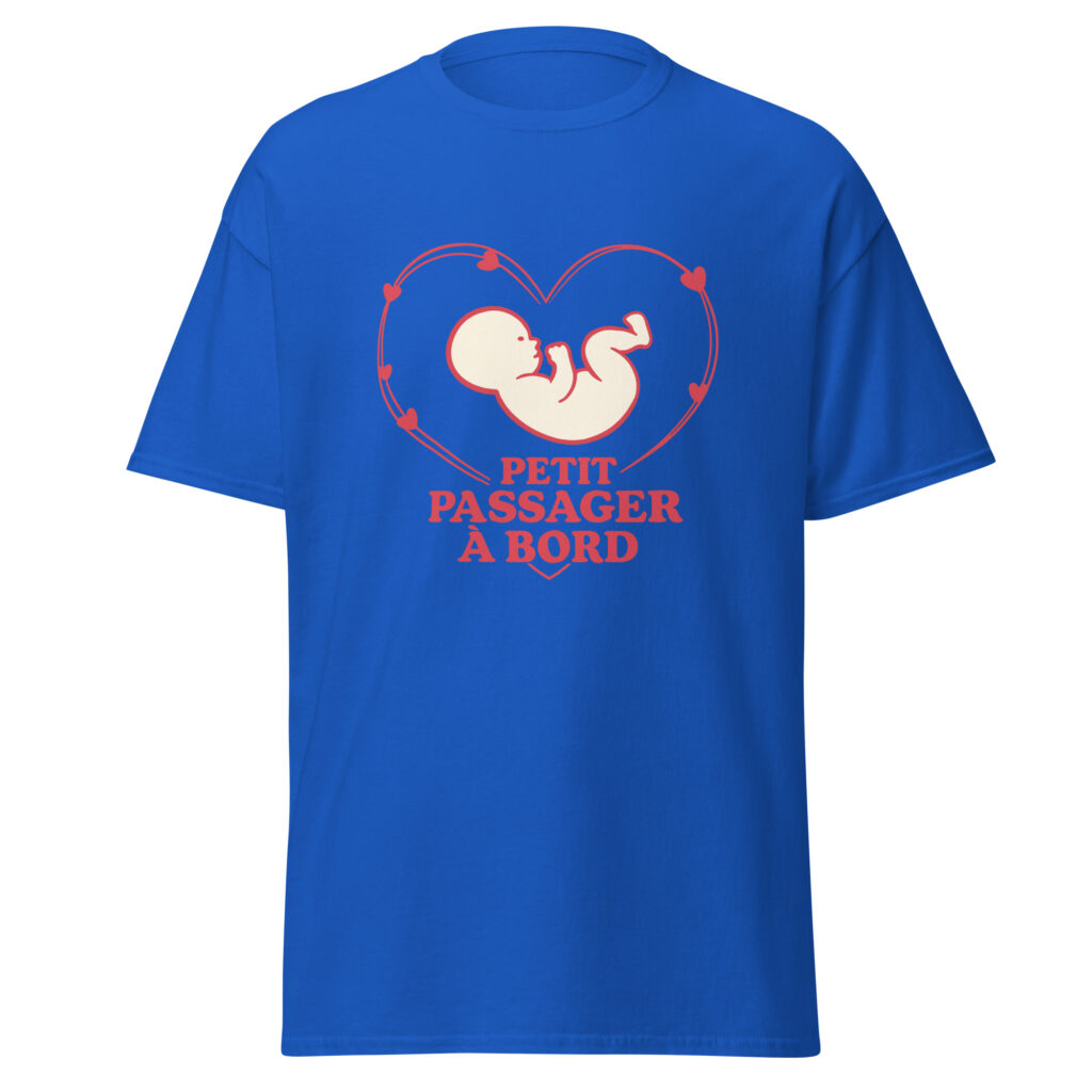 T-shirt naissance Petit passager à bord — Bleu Roi, face
