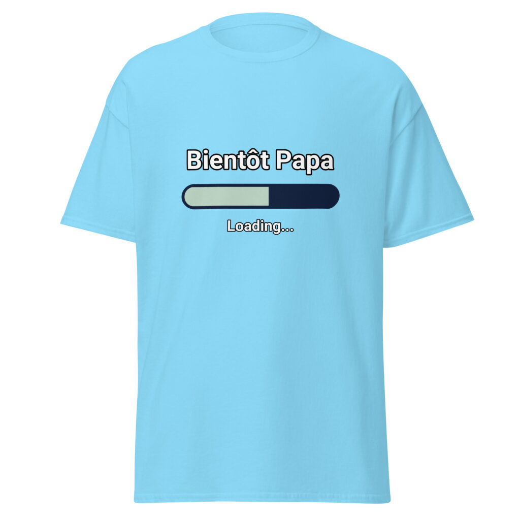 T-shirt Bientôt Papa — Bleu Ciel, face