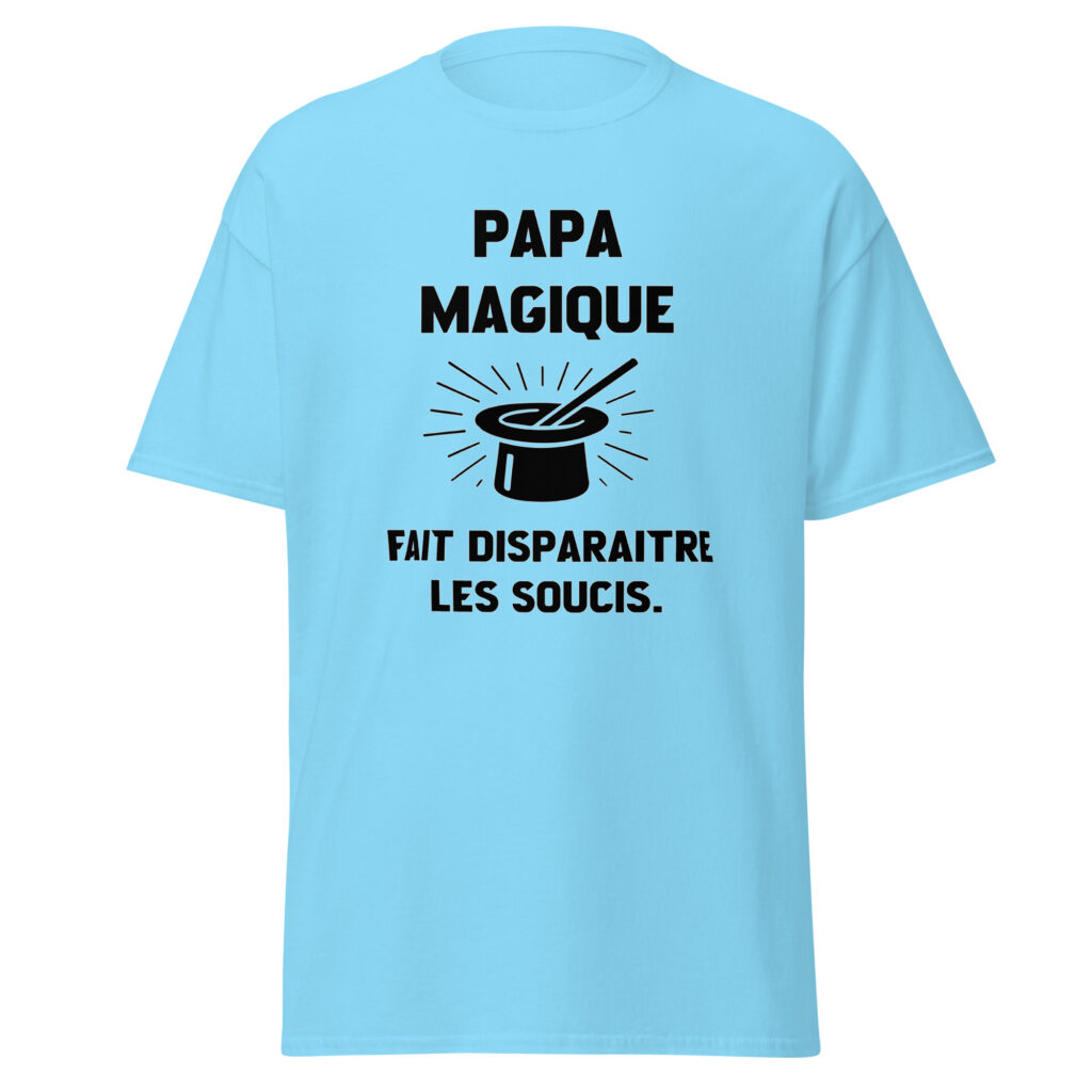 T-shirt papa magique — Bleu Ciel, face