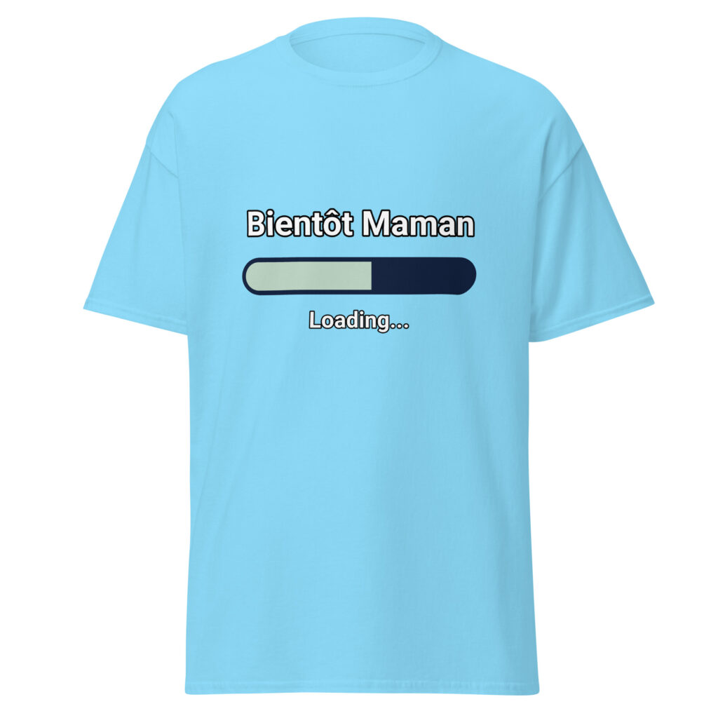 T-shirt Bientôt Maman — Bleu Ciel, face