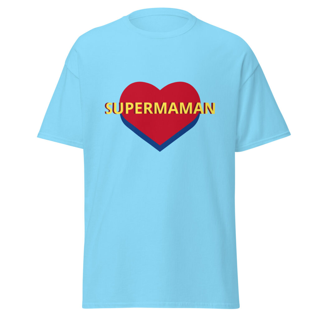 T-shirt SUPERMAMAN — Bleu Ciel, face