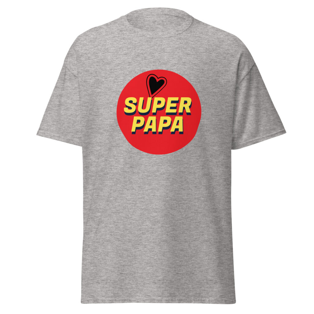 T-shirt super papa — Gris Sport, face