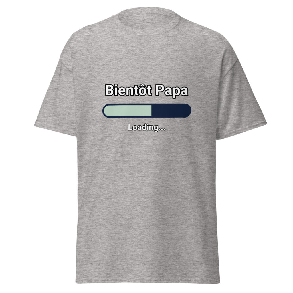 T-shirt Bientôt Papa — Gris Sport, face