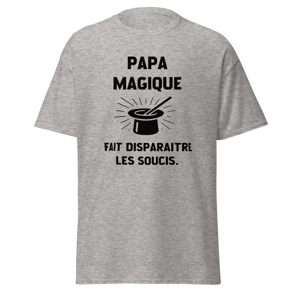 T-shirt papa magique — Gris Sport, face