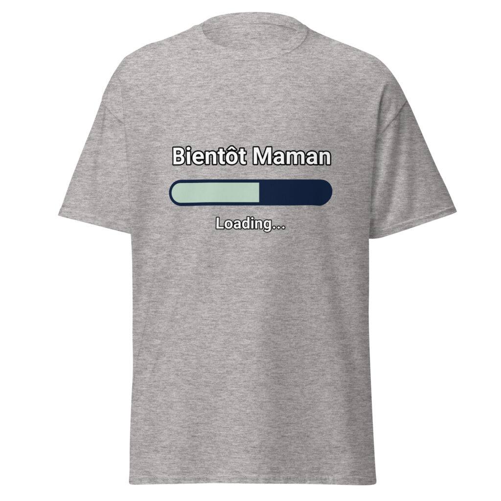 T-shirt Bientôt Maman — Gris Sport, face