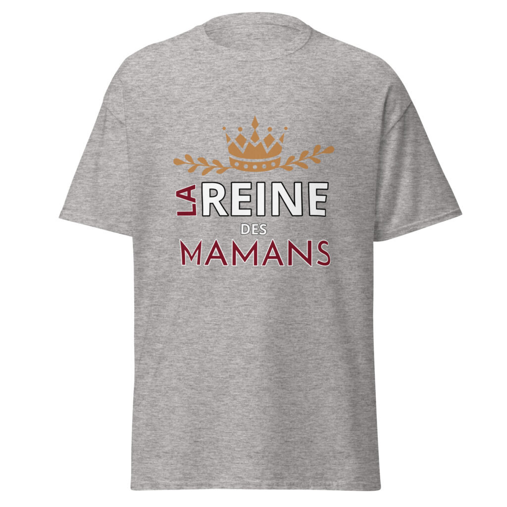 T-shirt la reine des mamans — Gris Sport, face