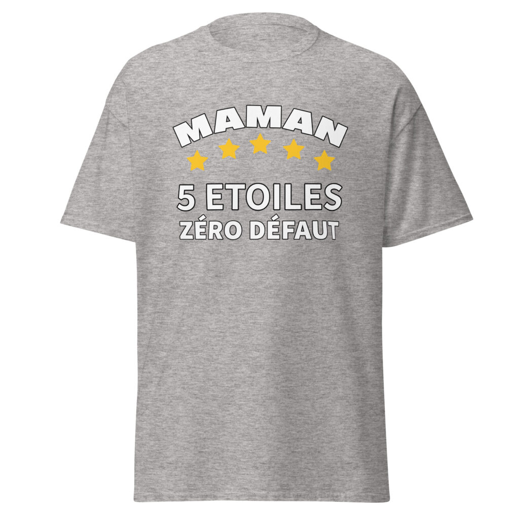 T-shirt maman 5 étoiles zéro défaut — Gris Sport, face