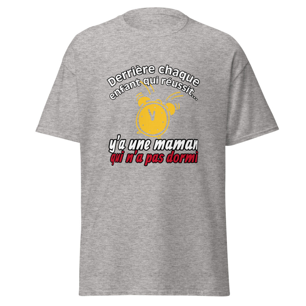 T-shirt derrière chaque enfant qui réussit — Gris Sport, face