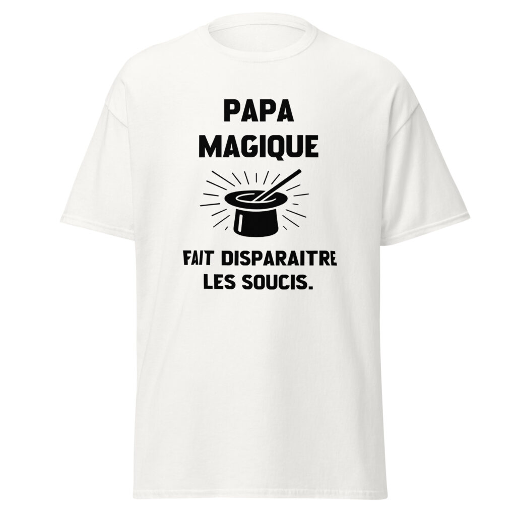 T-shirt papa magique — Blanc, face