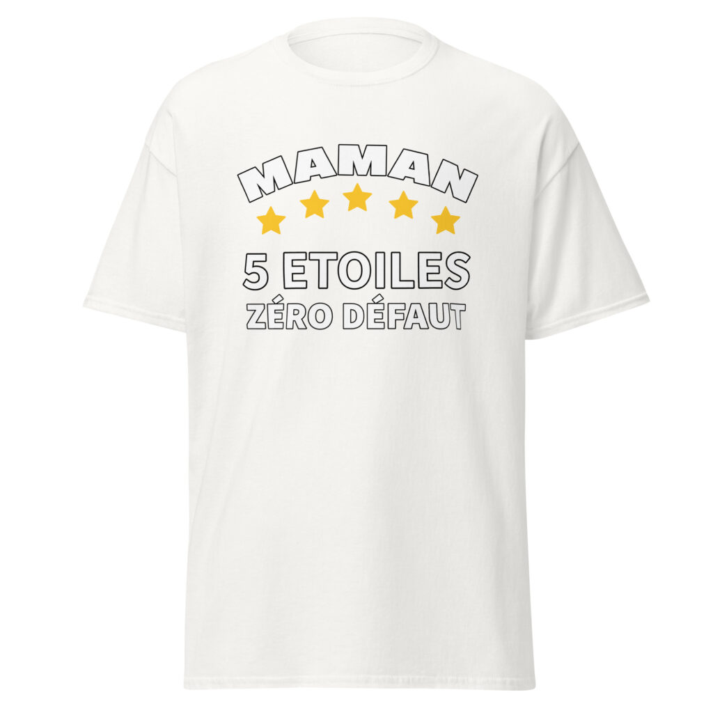 T-shirt maman 5 étoiles zéro défaut — Blanc, face