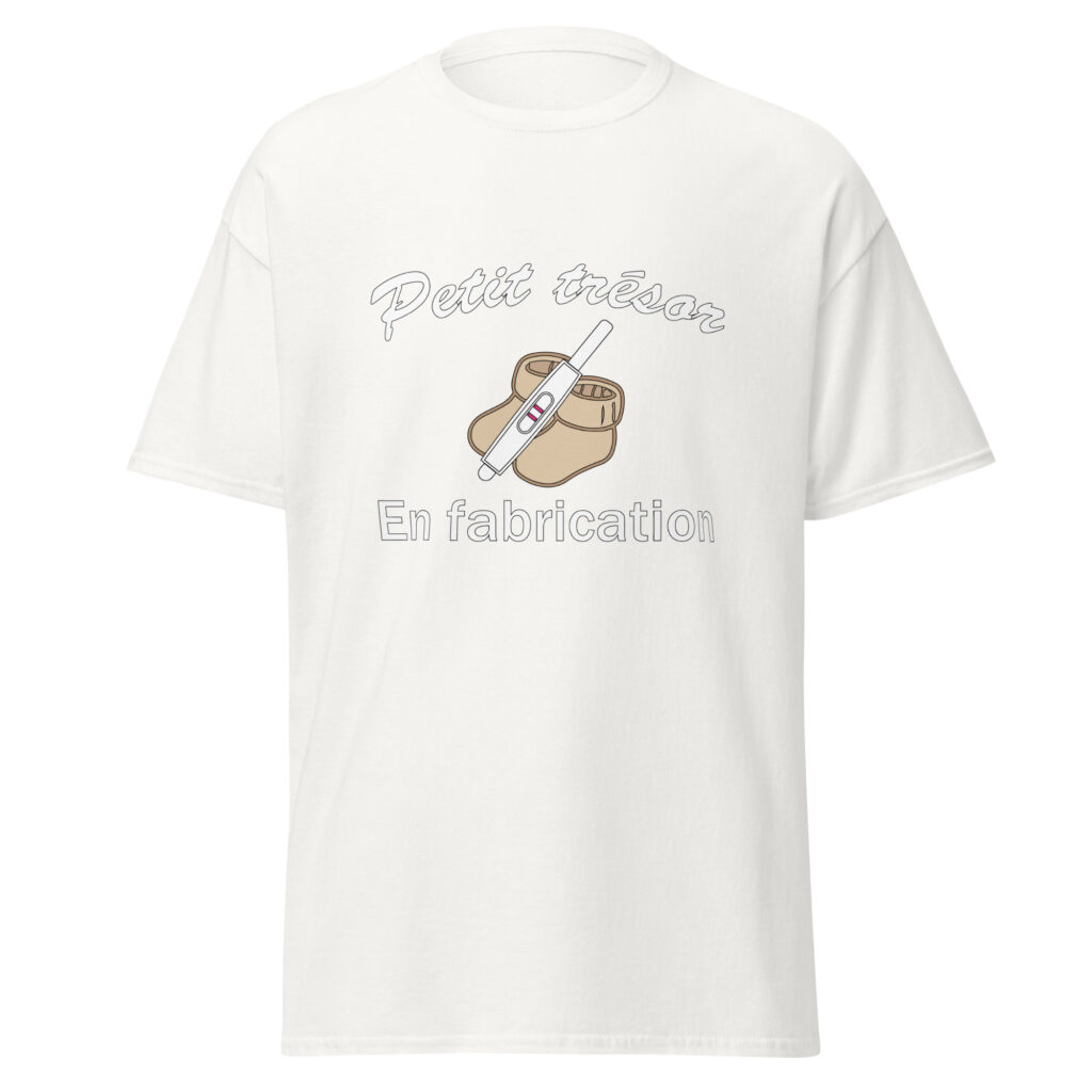 T-shirt petit trésor en fabrication — Blanc, face
