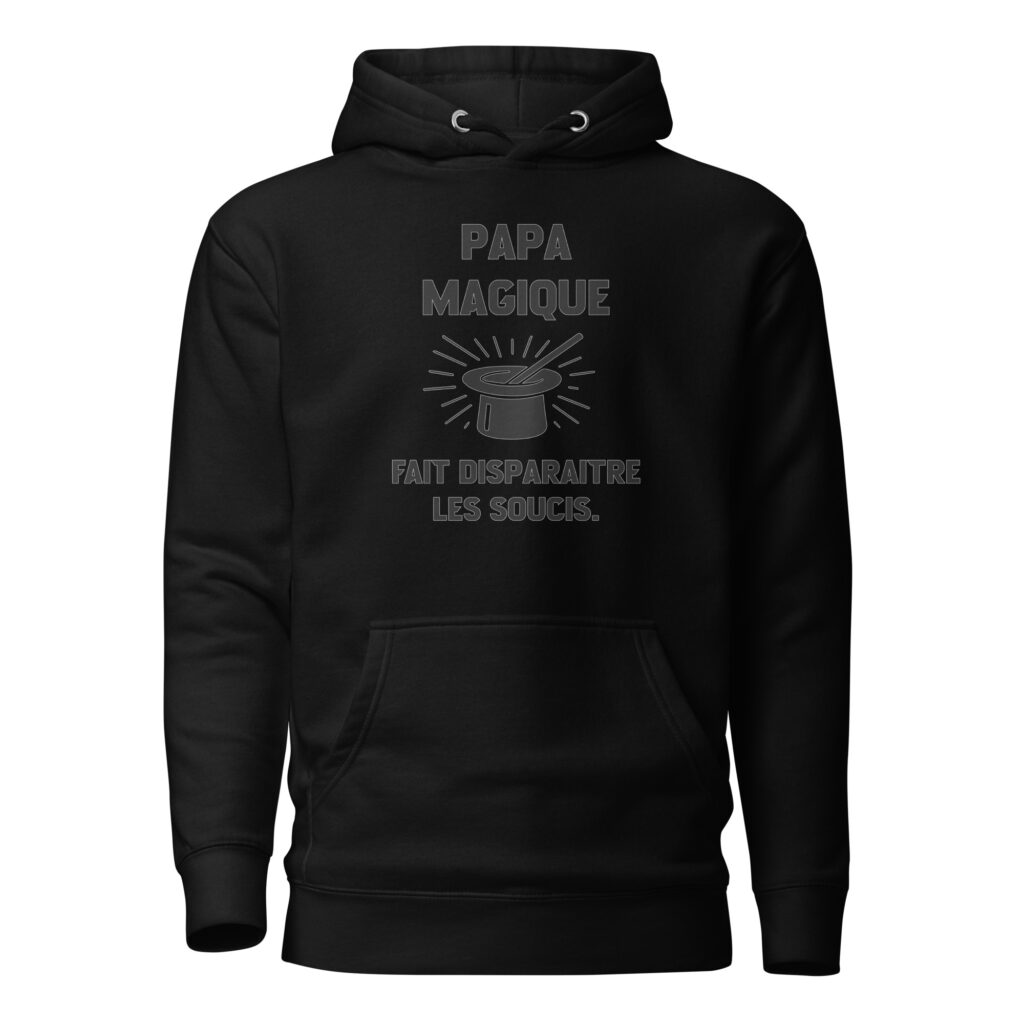 Sweat à Capuche Papa magique — Noir, face