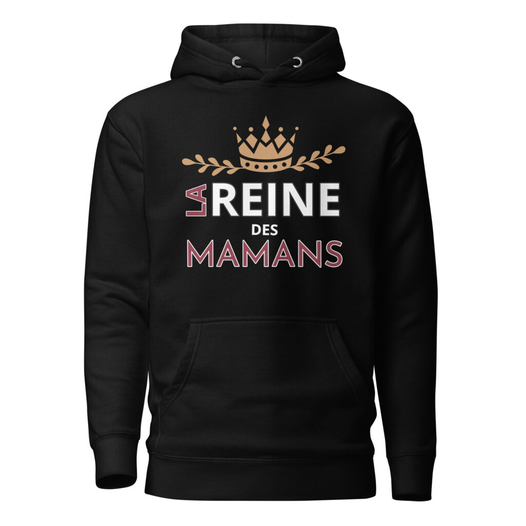 Sweat à Capuche la reine des mamans — Noir, face