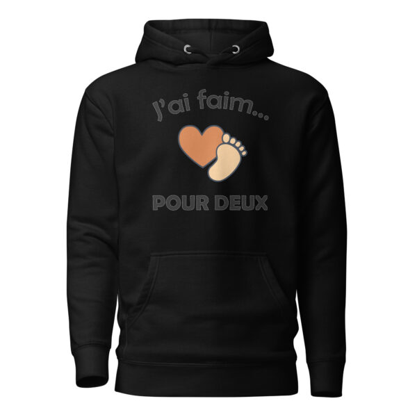 Sweat à Capuche naissance j'ai faim pour deux – Image 2