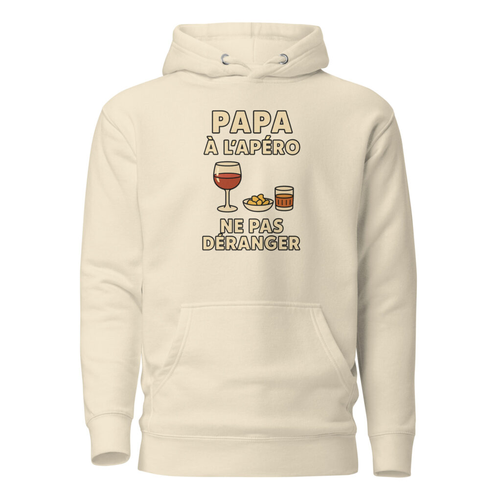 Sweat à Capuche Papa à l'apéro. Ne pas déranger — Bone, face