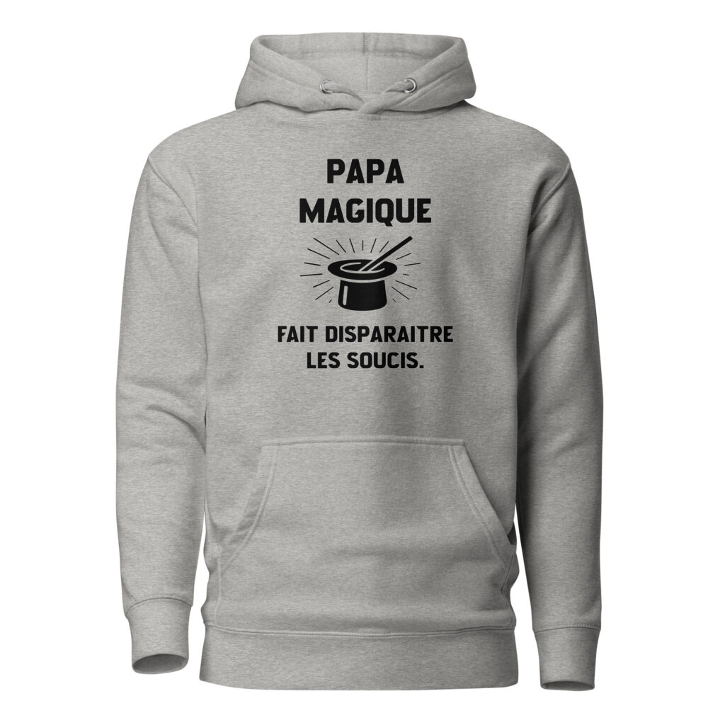 Sweat à Capuche Papa magique — Carbon Grey, face