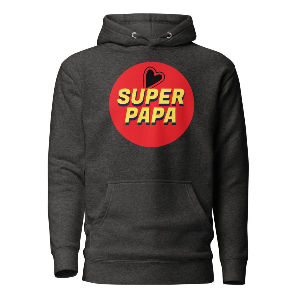 Sweat à Capuche super papa — Charcoal Heather, face