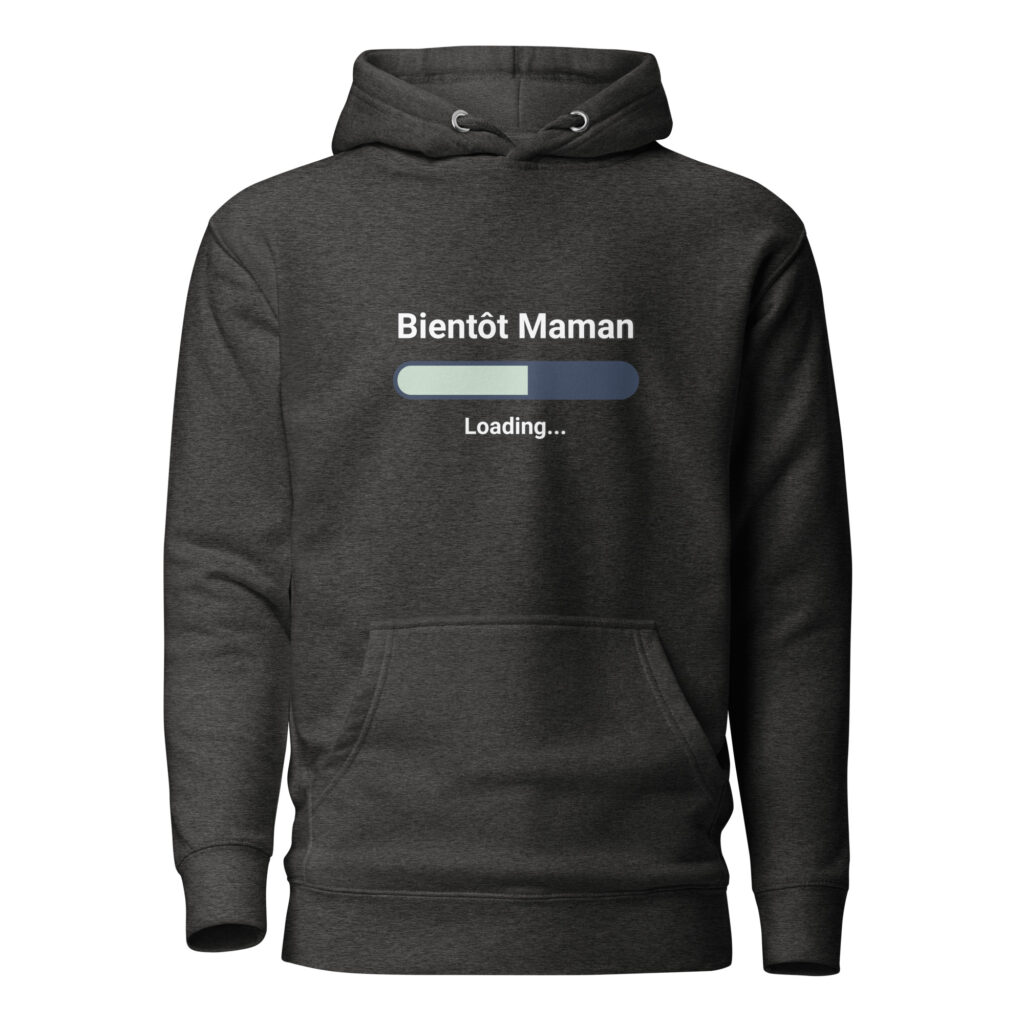 Sweat à Capuche bientôt maman — Charcoal Heather, face