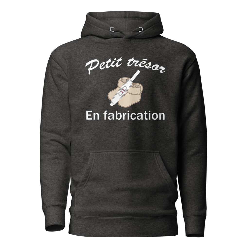 Sweat à Capuche Petit trésor en fabrication — Charcoal Heather, face