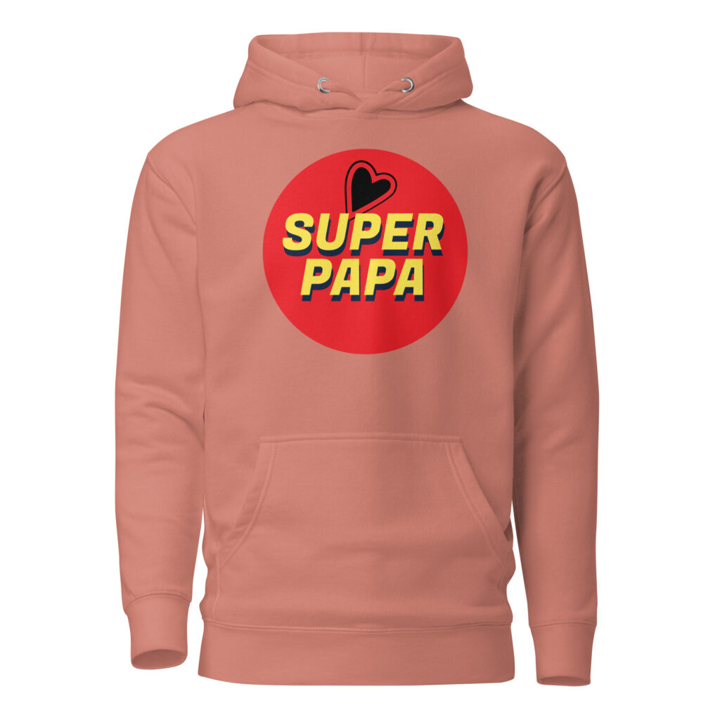 Sweat à Capuche super papa — Dusty Rose, face