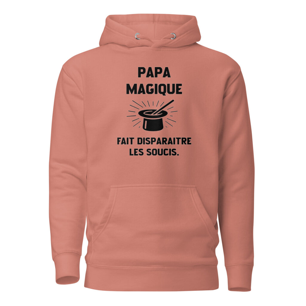 Sweat à Capuche Papa magique — Dusty Rose, face