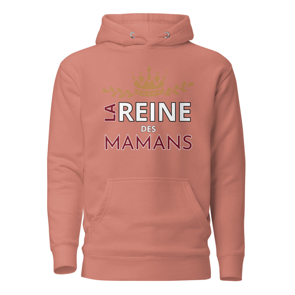Sweat à Capuche la reine des mamans — Dusty Rose, face