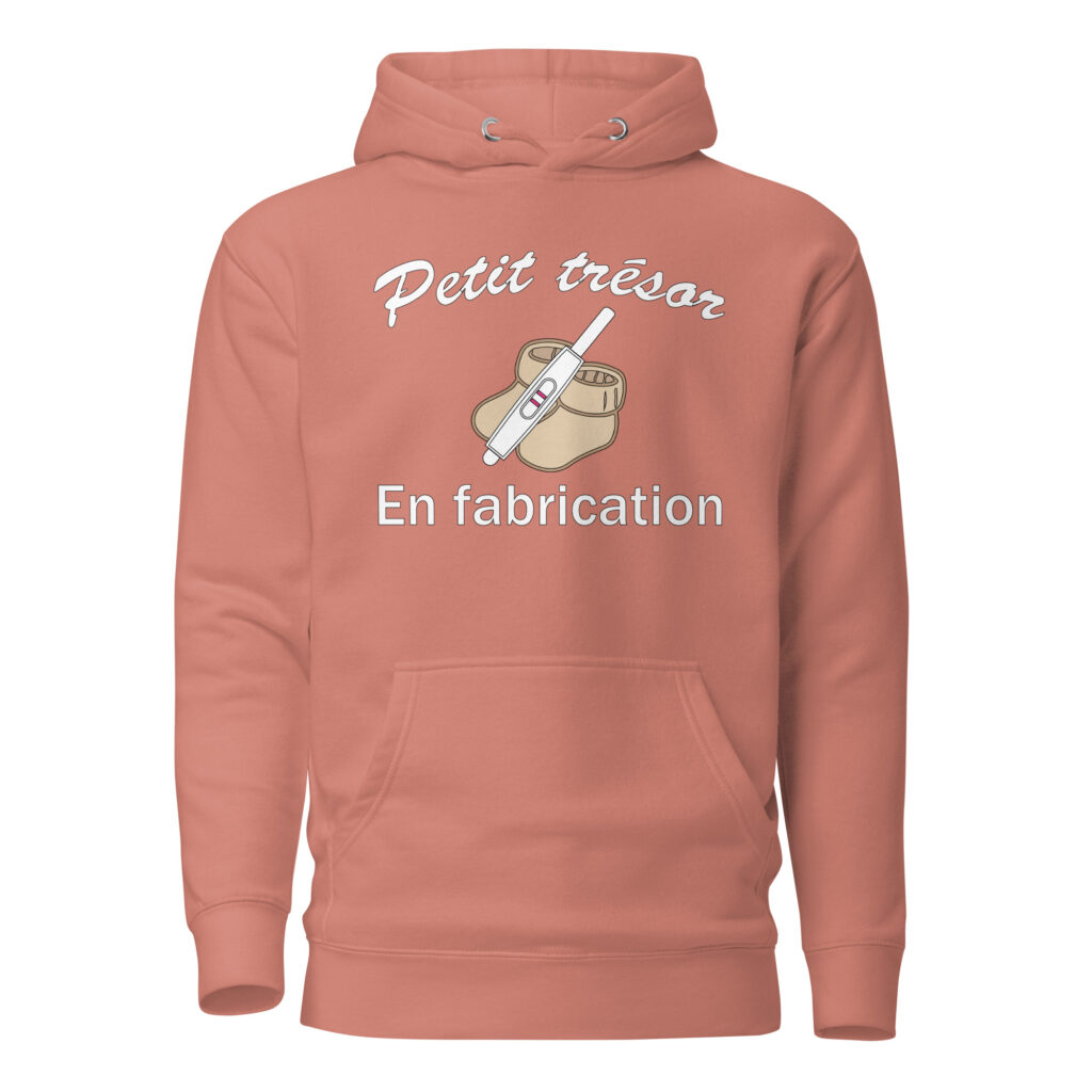 Sweat à Capuche Petit trésor en fabrication — Dusty Rose, face