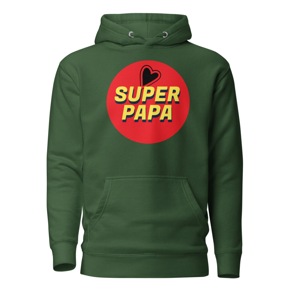 Sweat à Capuche super papa — Vert Forêt, face