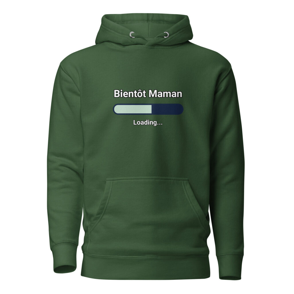 Sweat à Capuche bientôt maman — Vert Forêt, face