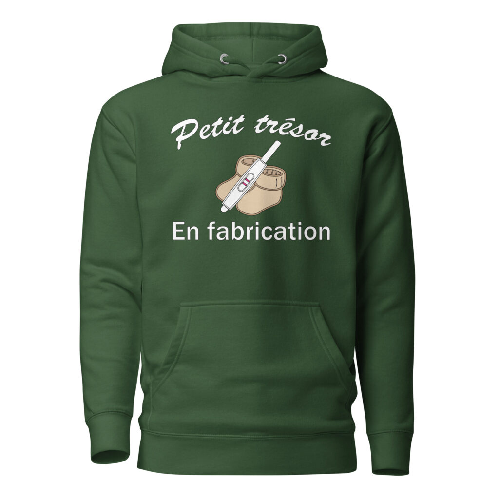 Sweat à Capuche Petit trésor en fabrication — Vert Forêt, face