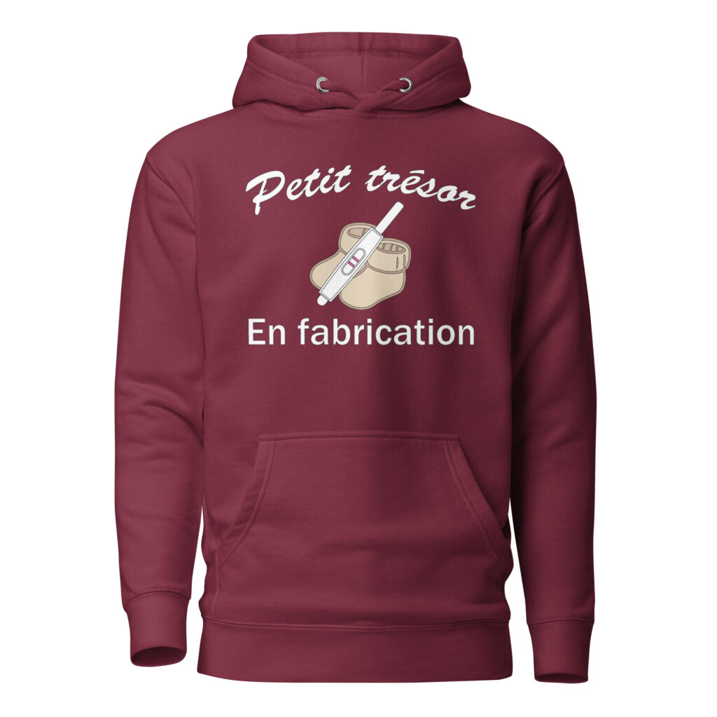 Sweat à Capuche Petit trésor en fabrication — Bordeaux, face