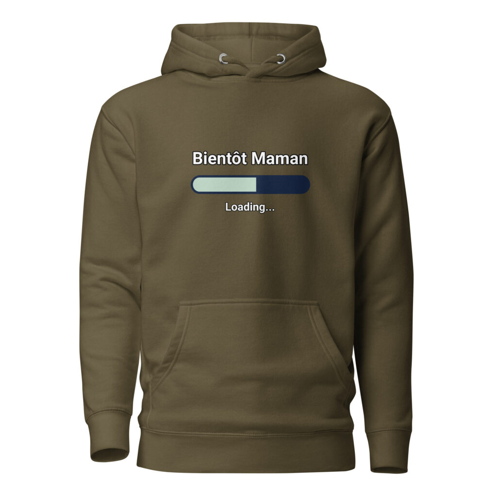 Sweat à Capuche bientôt maman — Vert Militaire, face
