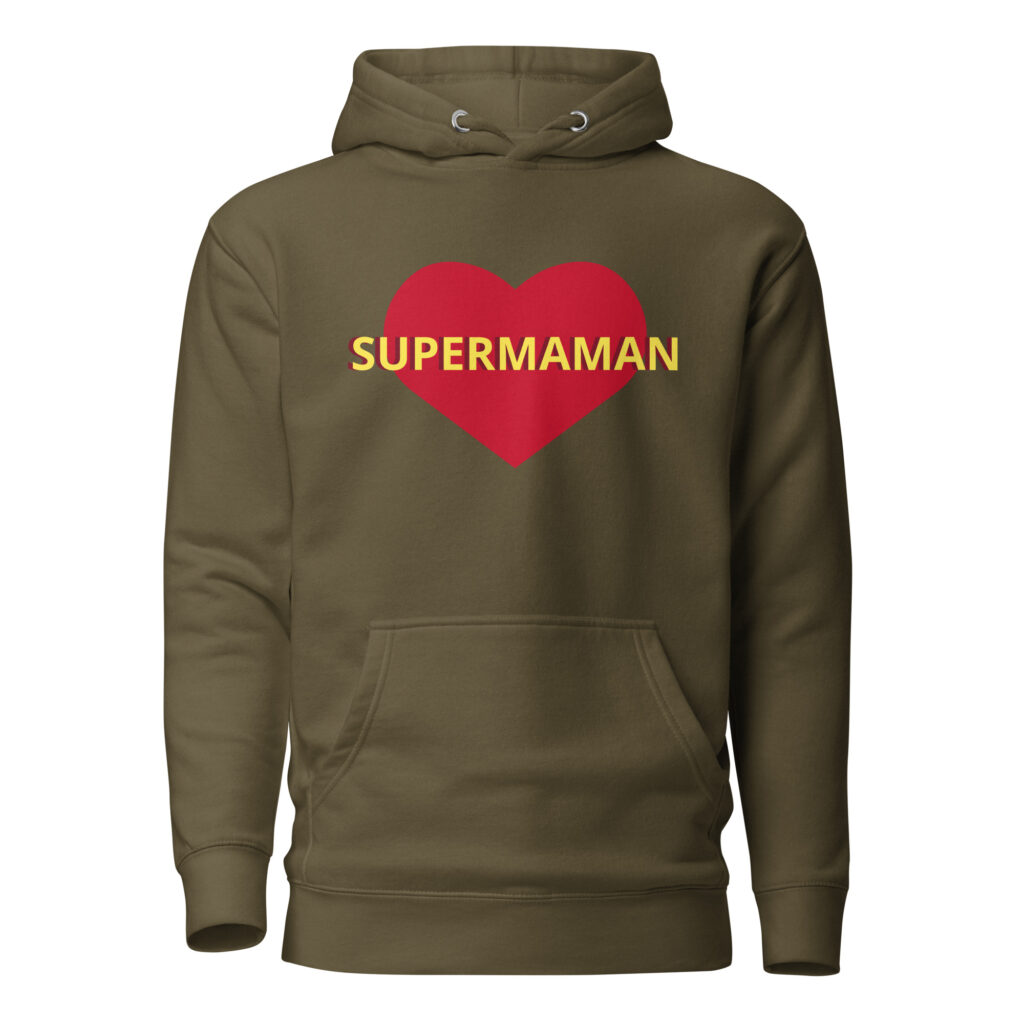 Sweat à Capuche supermaman — Vert Militaire, face
