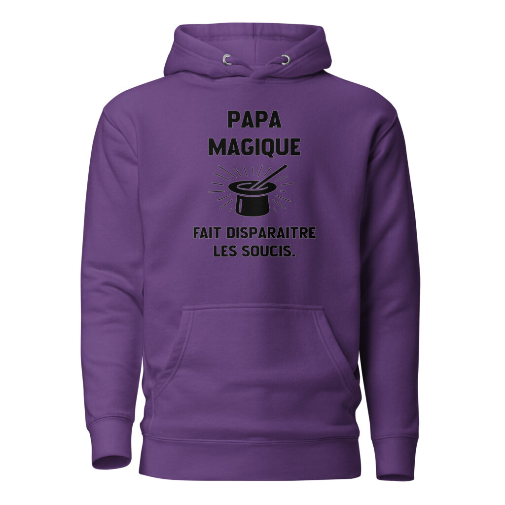 Sweat à Capuche Papa magique — Violet, face