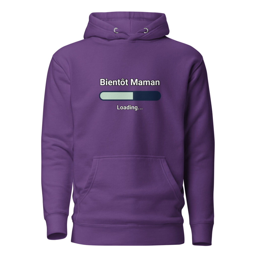 Sweat à Capuche bientôt maman — Violet, face