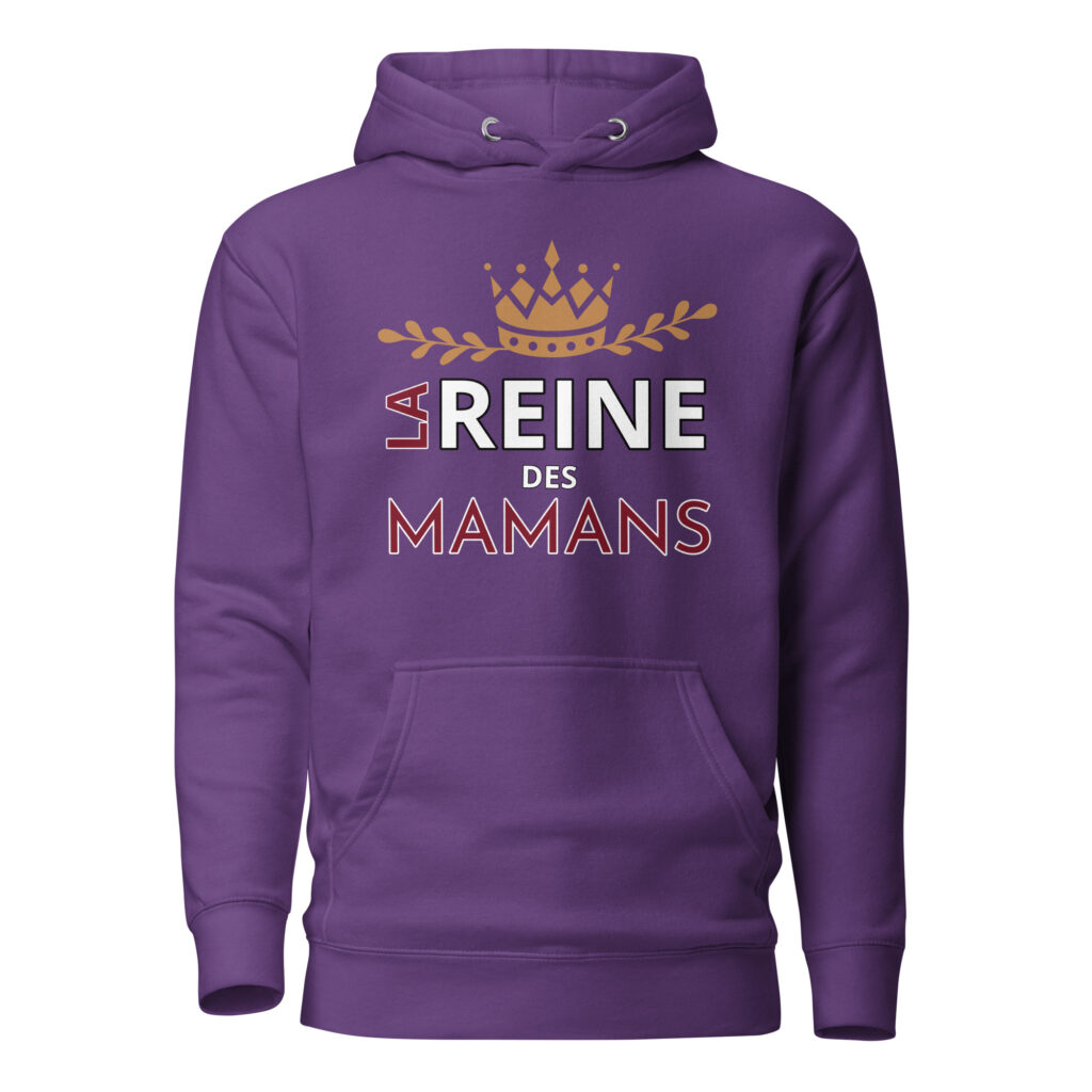 Sweat à Capuche la reine des mamans — Violet, face