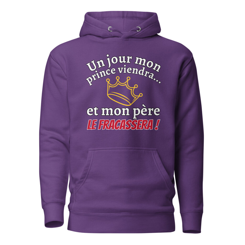 Sweat à Capuche un jour mon prince viendra — Violet, face