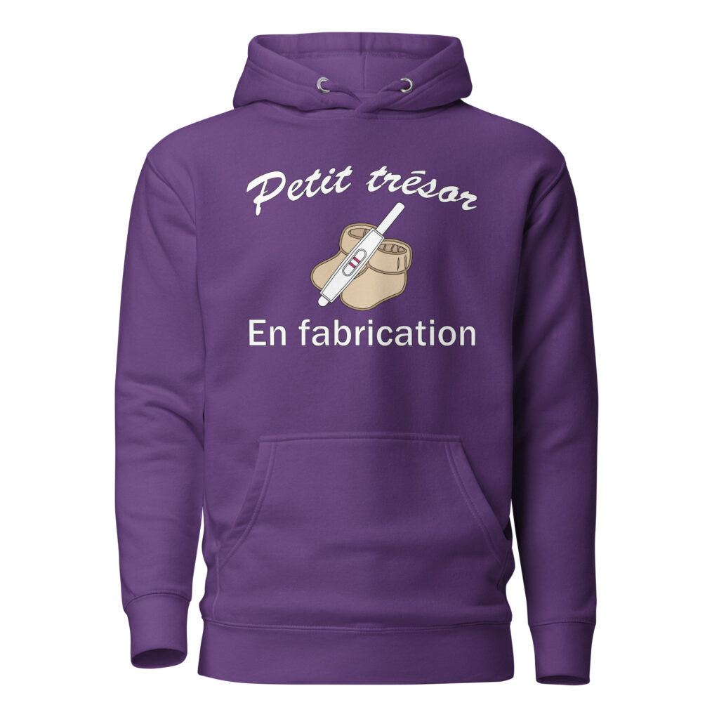 Sweat à Capuche Petit trésor en fabrication — Violet, face