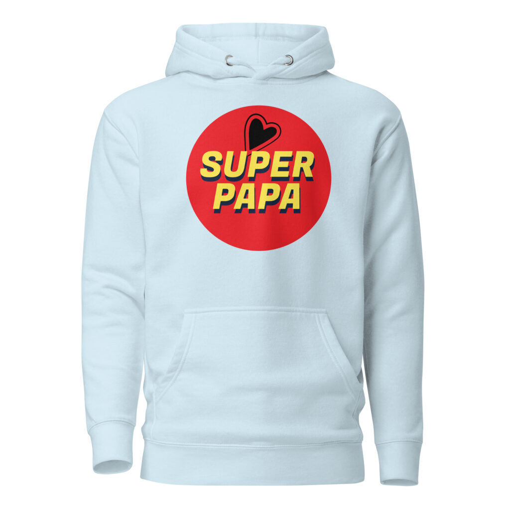 Sweat à Capuche super papa — Sky Blue, face