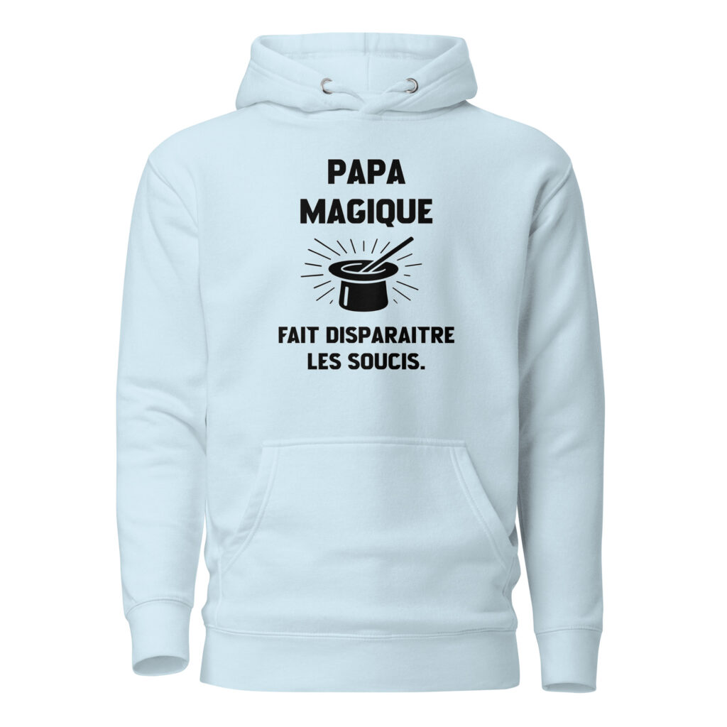 Sweat à Capuche Papa magique — Sky Blue, face