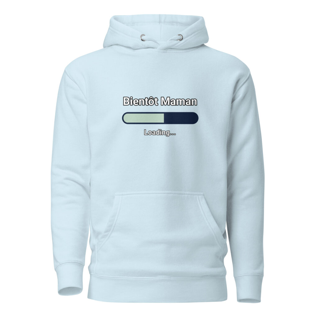 Sweat à Capuche bientôt maman — Sky Blue, face