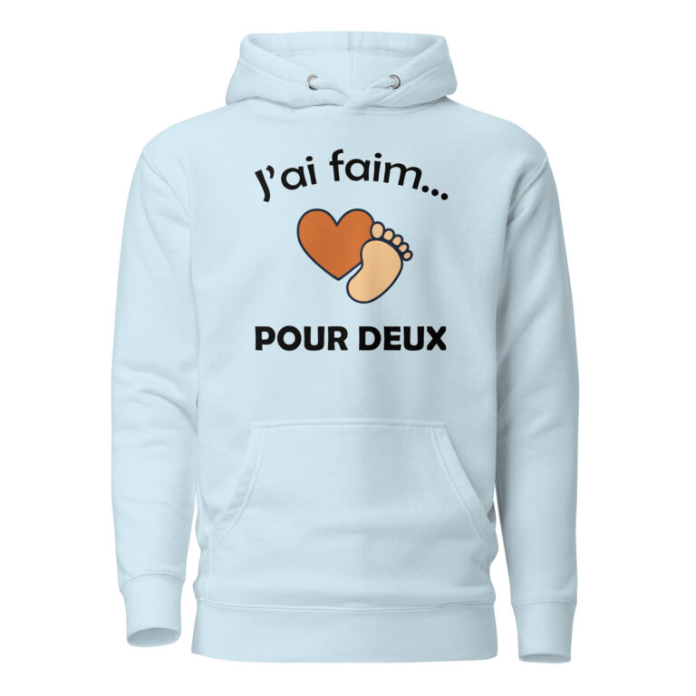 Sweat à Capuche naissance j'ai faim pour deux — sweat à capuche premium imprimé
