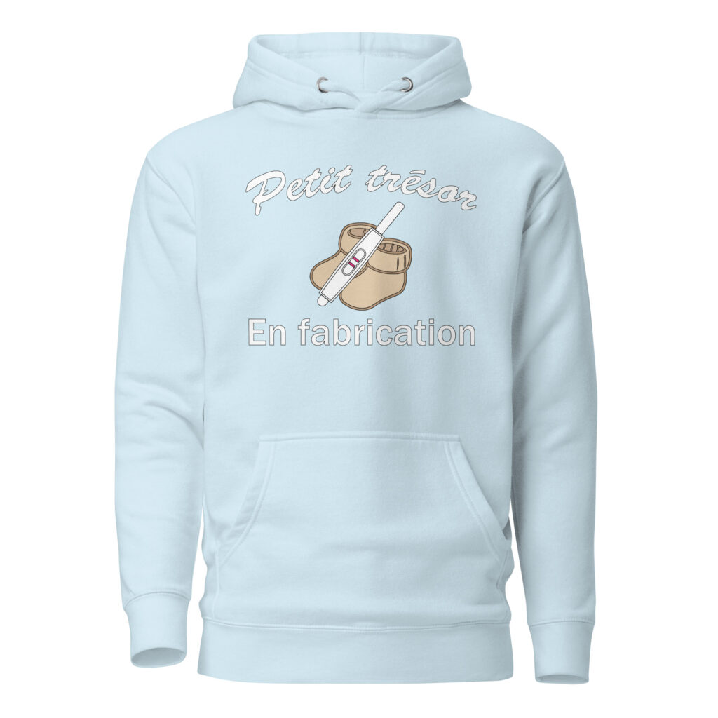 Sweat à Capuche Petit trésor en fabrication — Sky Blue, face