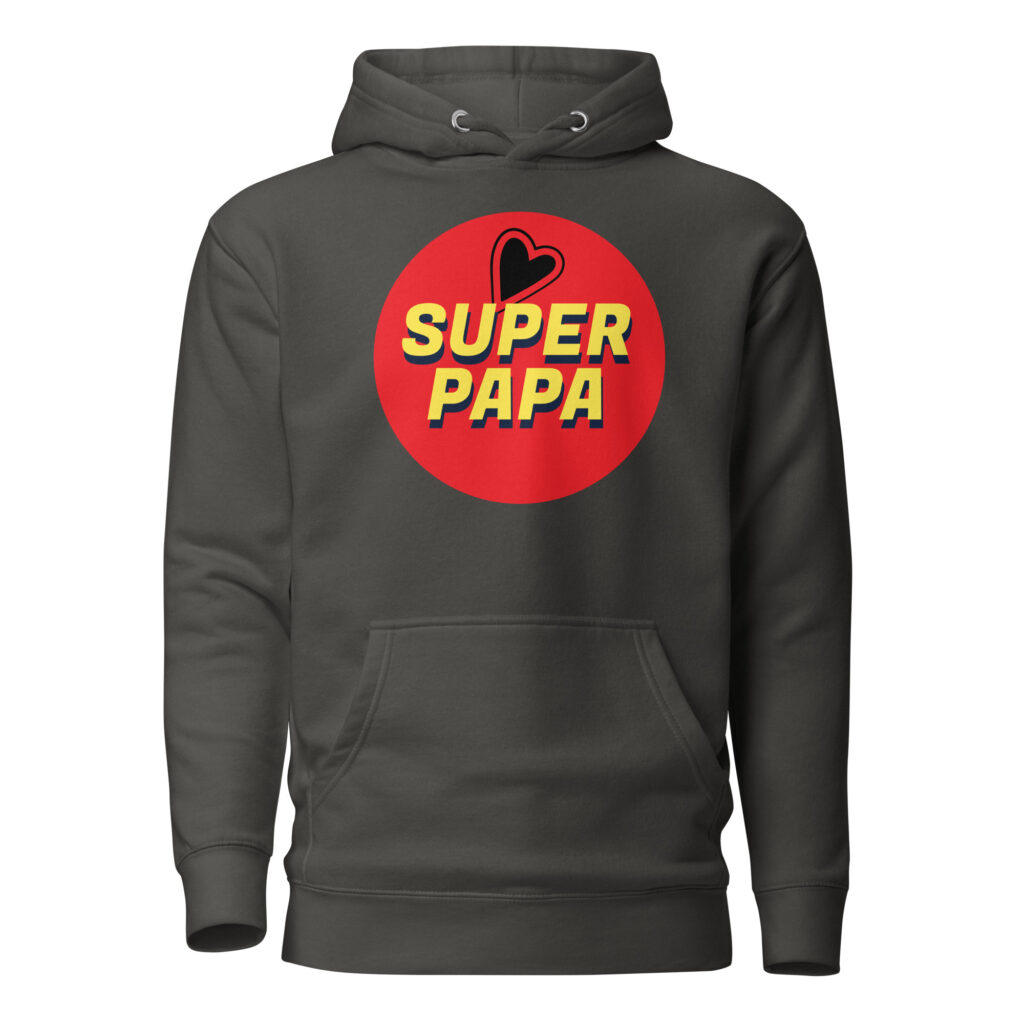 Sweat à Capuche super papa — Noir Vintage, face