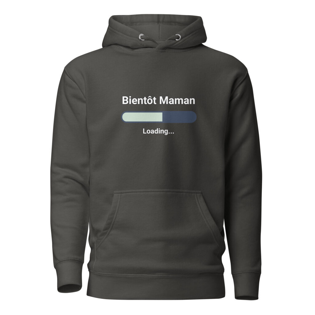 Sweat à Capuche bientôt maman — Noir Vintage, face