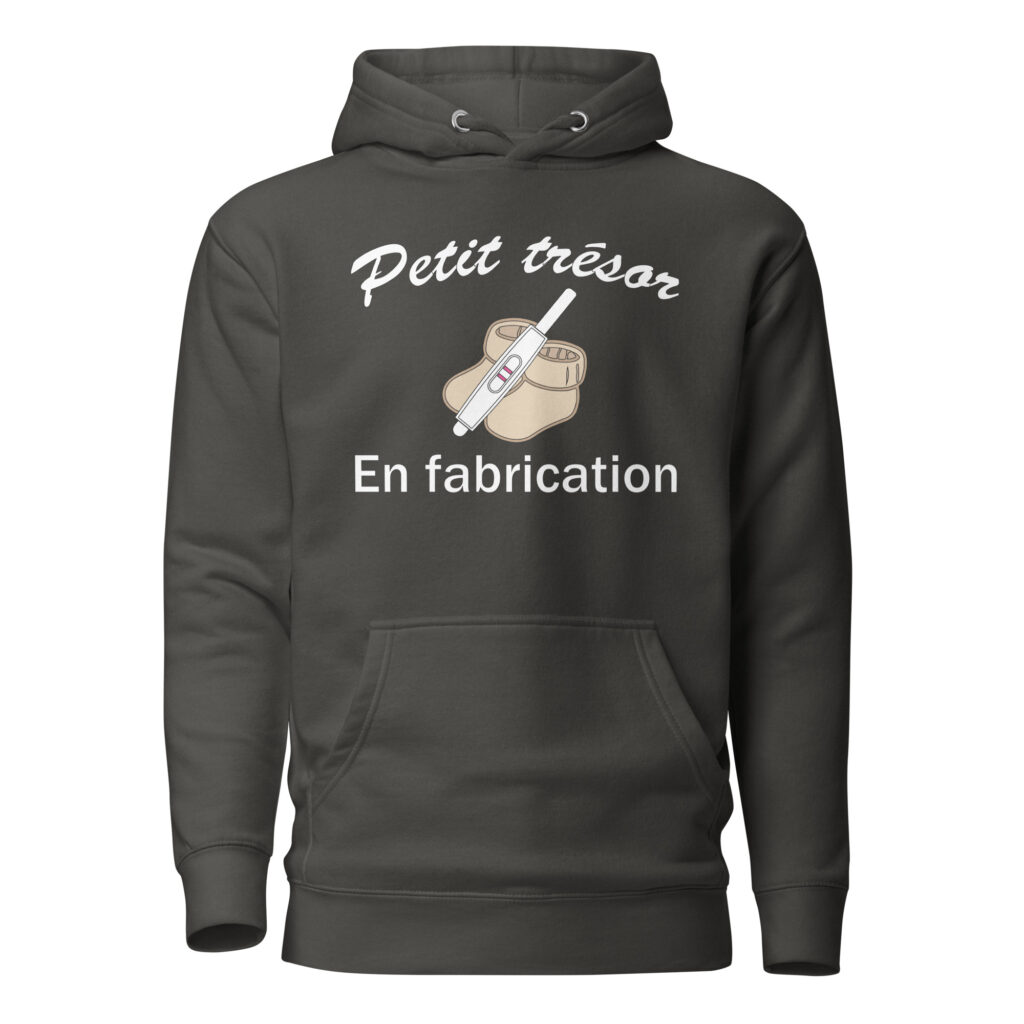 Sweat à Capuche Petit trésor en fabrication — Noir Vintage, face