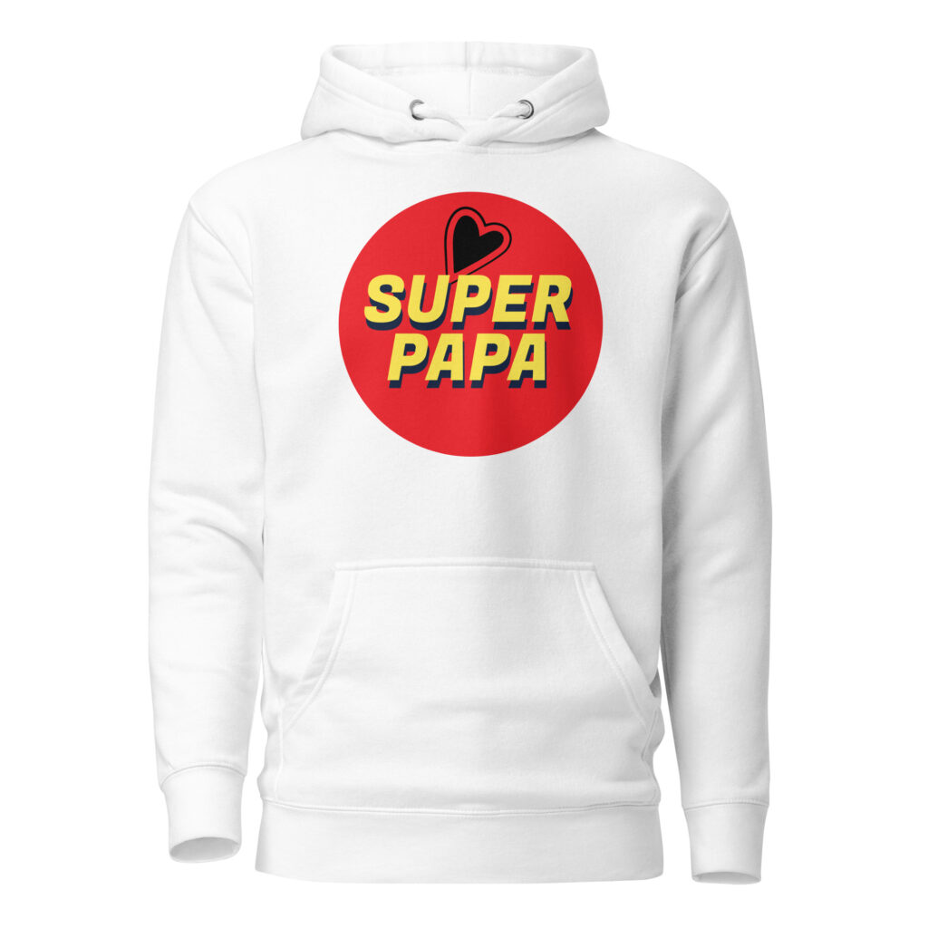 Sweat à Capuche super papa — Blanc, face