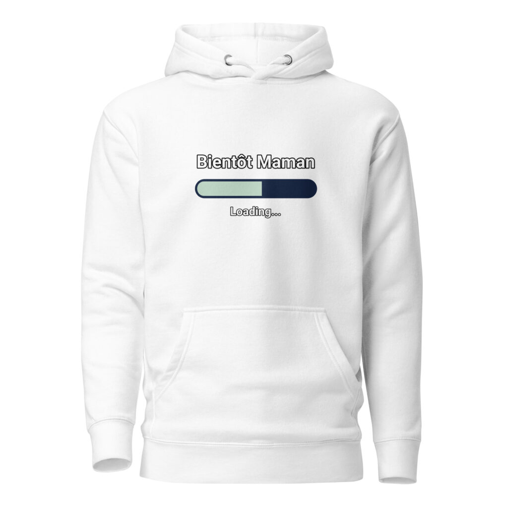 Sweat à Capuche bientôt maman — Blanc, face