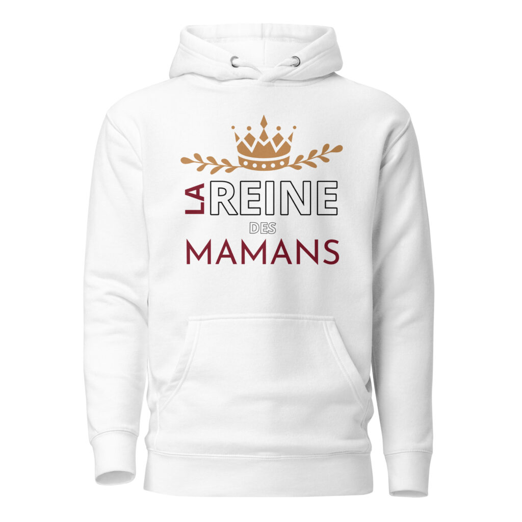 Sweat à Capuche la reine des mamans — Blanc, face