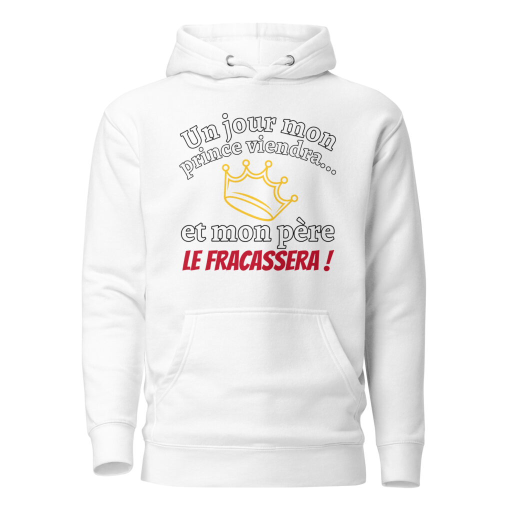 Sweat à Capuche un jour mon prince viendra — Blanc, face